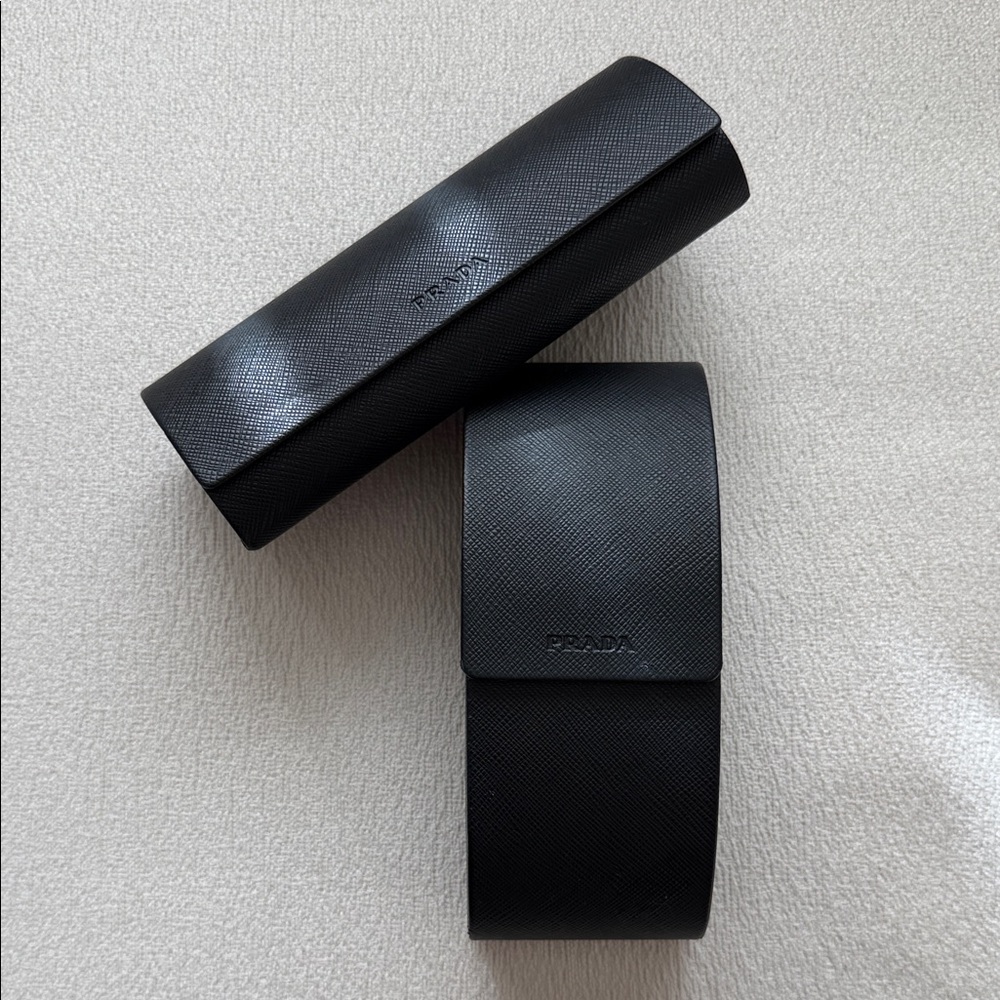Prada Black Saffiano Leather Glasses Case Duo